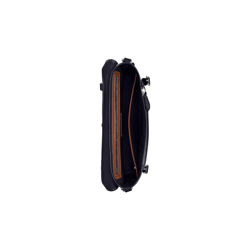 COACH League Jacquard With Calfskin Messenger Bag Handbag Shoulder Bag Crossbody Bag Large Size Men's Black-2