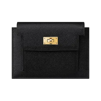 HERMES Kelly Pocket Epsom Calfskin Wallet Regular Women's Black