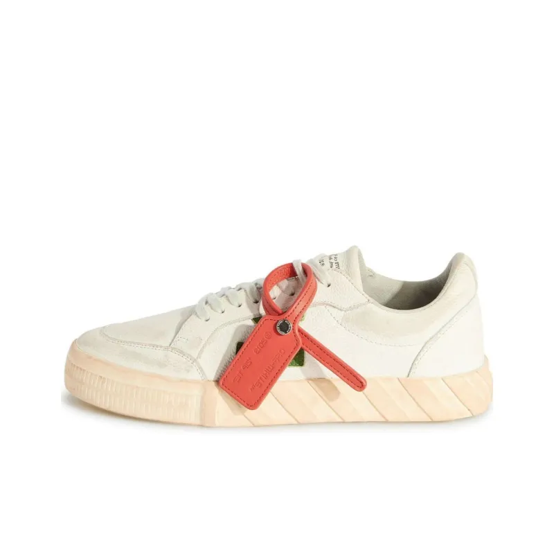 OFF WHITE Vulcanized Low Distressed Leather White Green-0