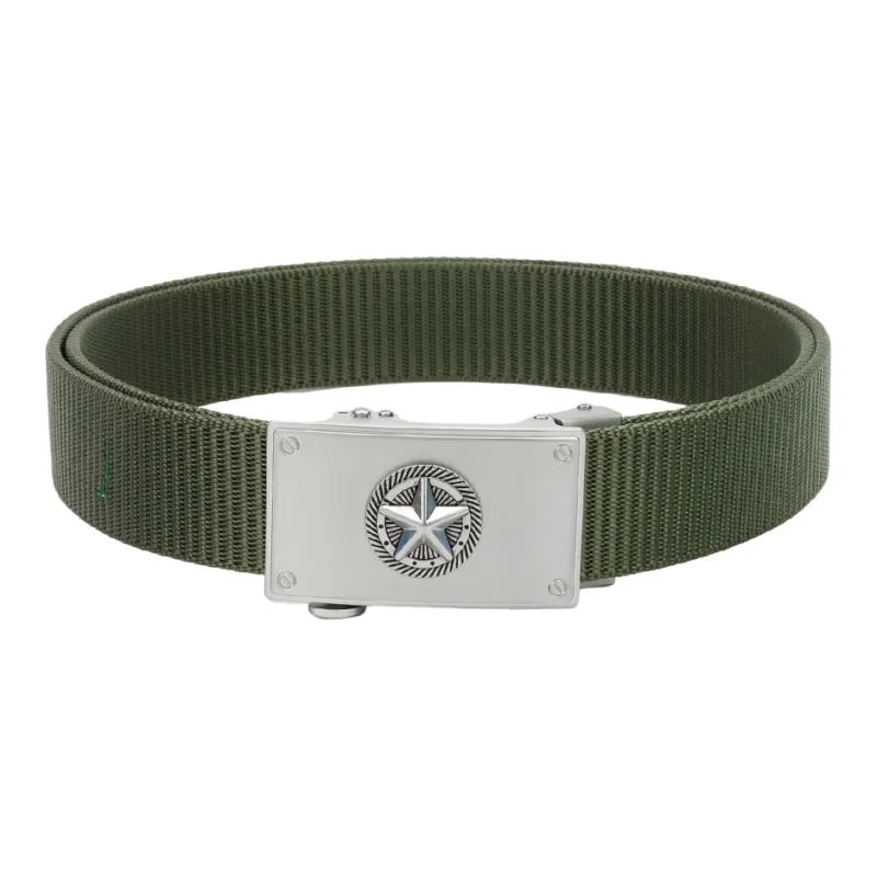 NINE NAIL Military Style Workwear Trendy Five Point Star Nylon Canvas Belt Unisex Width  3.5cm-1