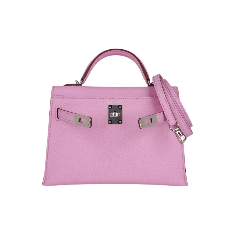 HERMES Mini Kelly 2nd Generation Cow Leather Kelly Bag Shoulder Bag Crossbody Bag Handbag Women's Brocade Gourd Purple-1