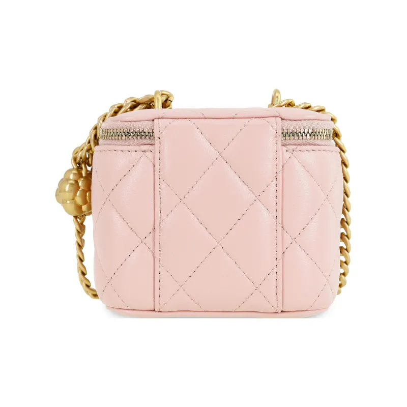 CHANEL Sheepskin Square Box Shoulder Bag, Crossbody Bag Women's Pink-2