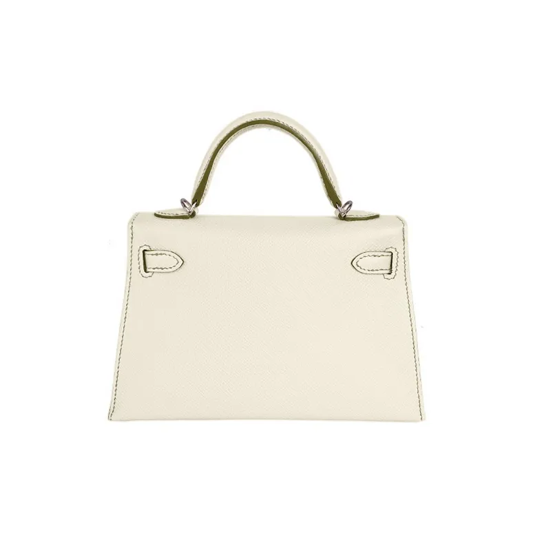 HERMES Mini Kelly 2nd Generation Epsom Leather Kelly Bag Shoulder Bag Crossbody Bag Handbag Women's I2 Nata Cream White-4