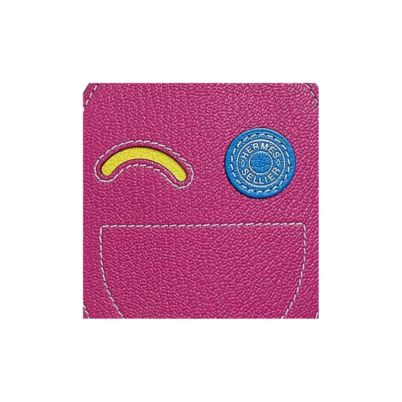 HERMES In The Loop Mysore Goat Skin Keychain Bag Accessory Women's Magnolia Pink/Lemon Yellow/Mermaid Blue-3