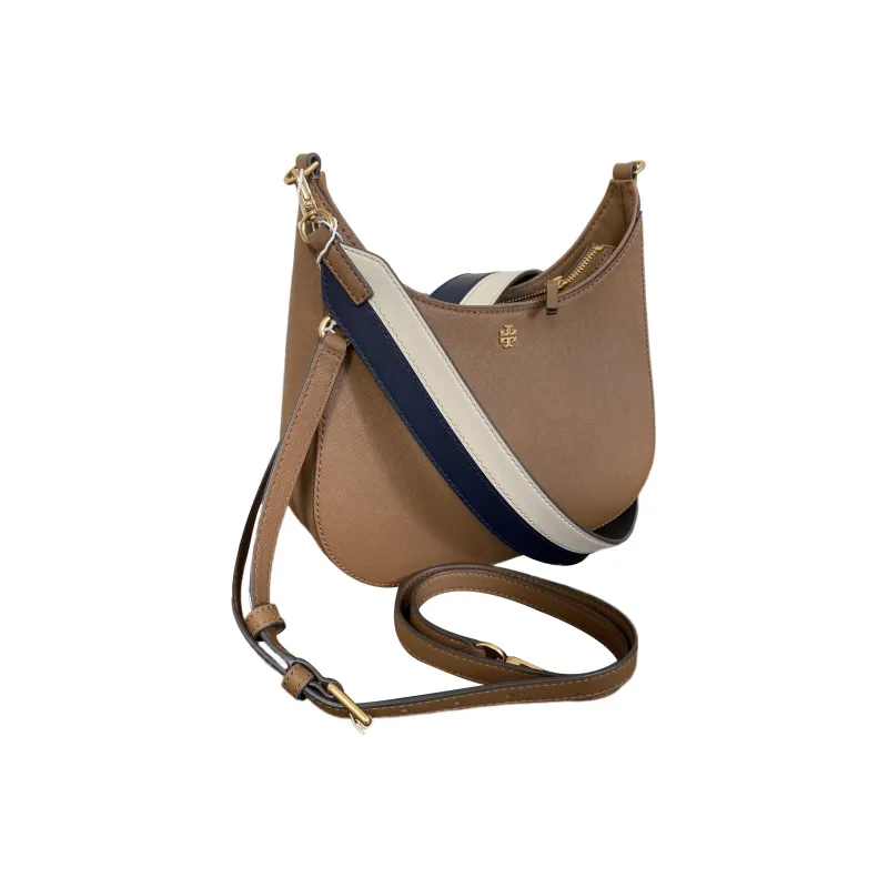 TORY BURCH Emerson Textured Cow Leather Crescent Moon Bag Shoulder Bag Large Size Women's Brown-2