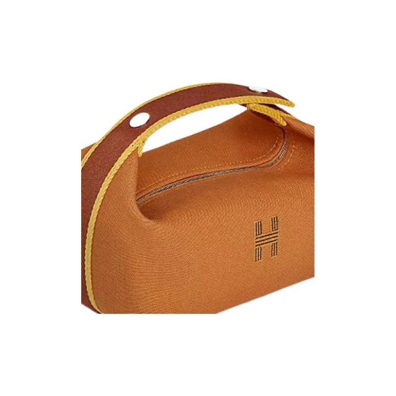HERMES Bride a Brac Cotton Storage Bag, Toiletry Bag Small Size Unisex 06 Dore Gilded Gold-2