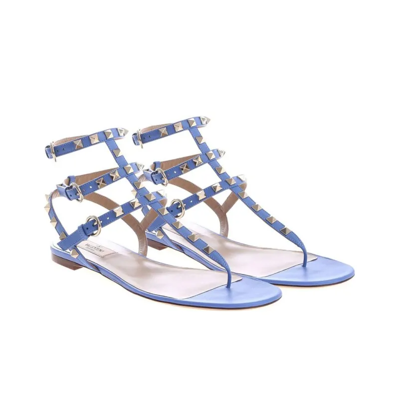 Valentino ROCKSTUD Roman Sandals Women's Blue-1