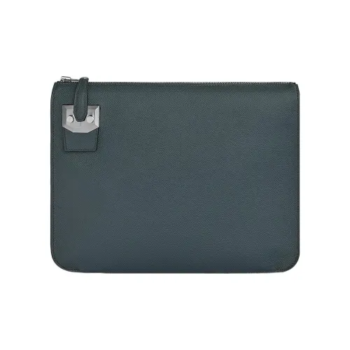 hermes travel Epsom Calfskin Clutch Small Size Men's Hurricane Blue