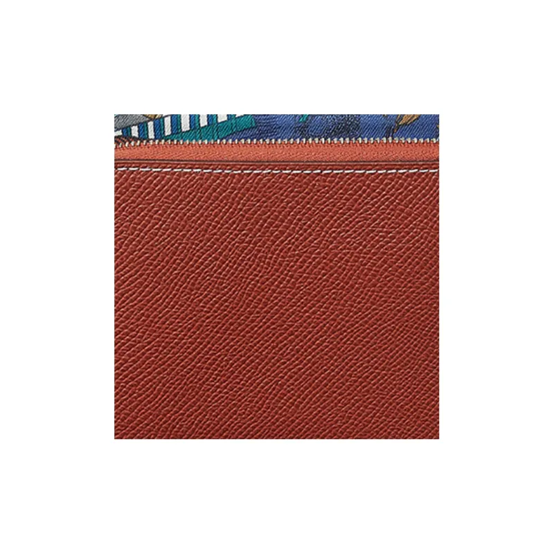 HERMES Silk'In Epsom Calfskin Wallet Women's Maroon/Heaven Blue/Dark Blue-3