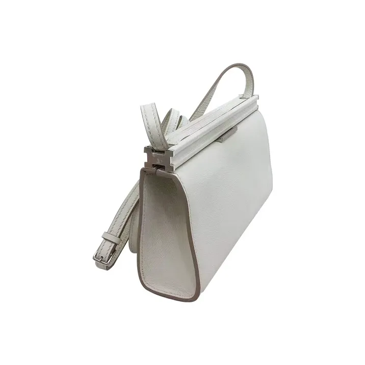 HERMES Clic Evercolor Calfskin Shoulder Bag, Crossbody Bag Regular Women's 8L Beton Glacier White-1
