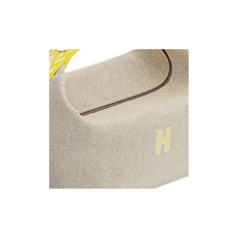 HERMES Bride-a-Brac Fabric Surface Toiletry Bag Large Size Unisex Lemon-2