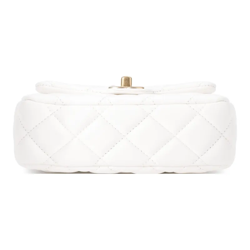 CHANEL 22K Autumn And Winter Lambskin Flap Bag, Crossbody Bag, Shoulder Bag Women's White-3