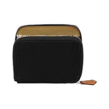HERMES Silk'In Epsom Leather Wallet Women's Black