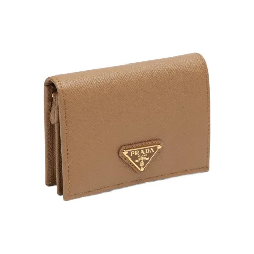 PRADA Saffiano Leather Wallet Small Size Women's Umber