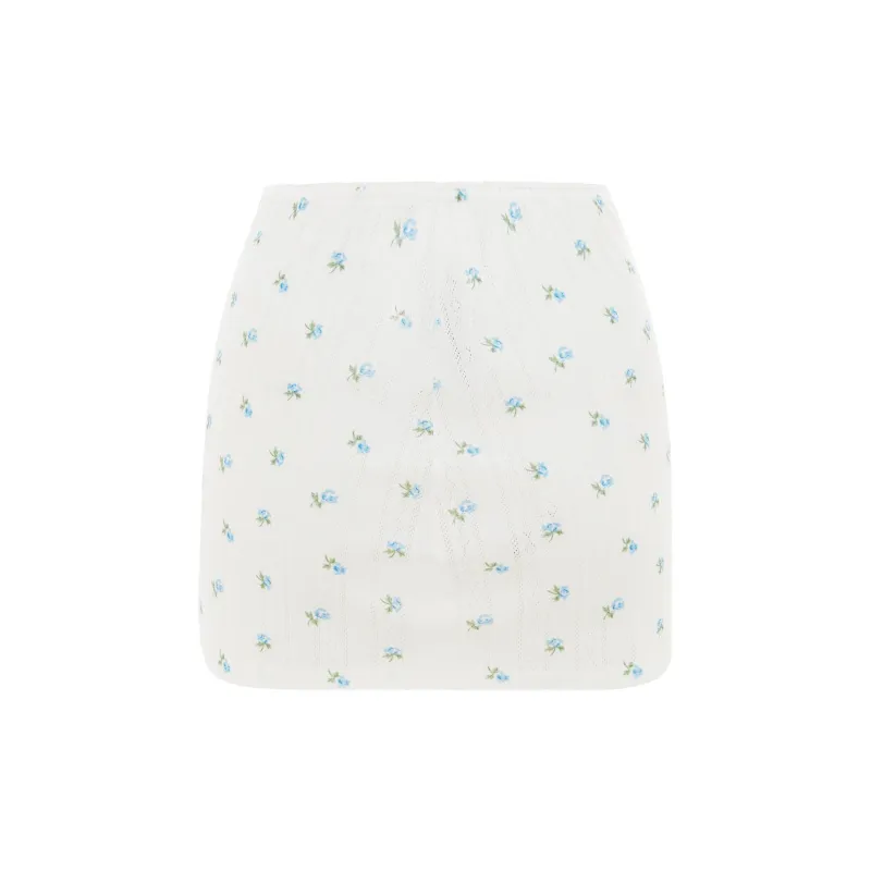 With Jean Casual Short Skirts Women's White-1