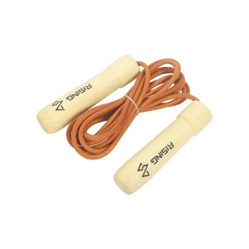 Ruisi Fitness Training Non Countable Jump Ropes Adults Leather Cord, Wooden Handle 2.8m