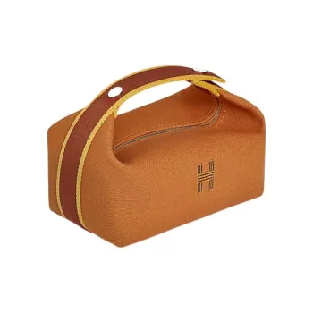HERMES Bride a Brac Cotton Storage Bag, Toiletry Bag Small Size Unisex 06 Dore Gilded Gold