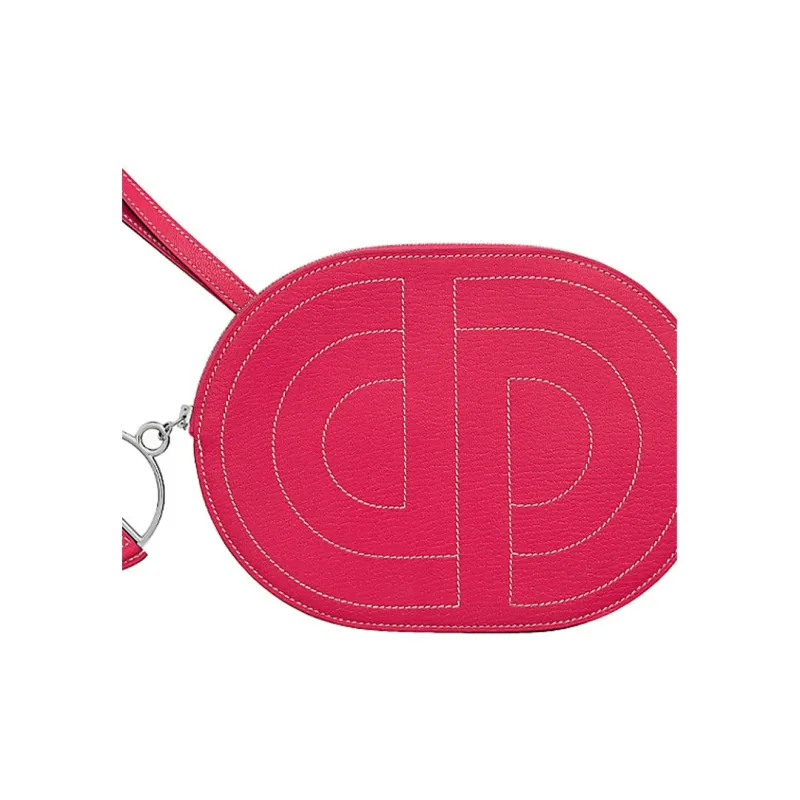HERMES In The Loop Chamkila Goat Skin Clutch Card Holder Cell Phone Pouch Women's Rose Extrême Extreme Pink-3