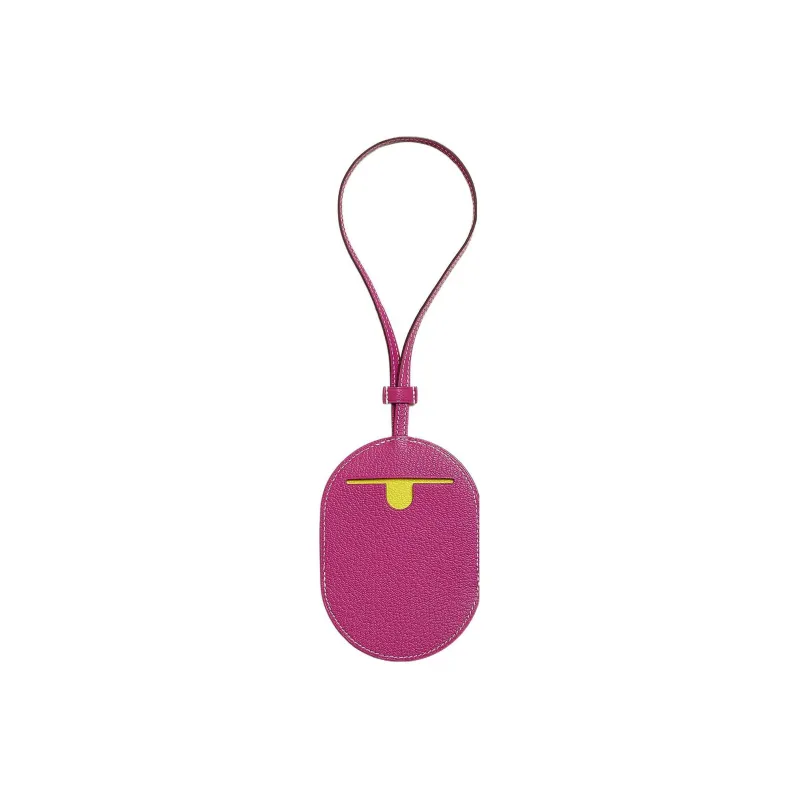HERMES In The Loop Mysore Goat Skin Keychain Bag Accessory Women's Magnolia Pink/Lemon Yellow/Mermaid Blue-2