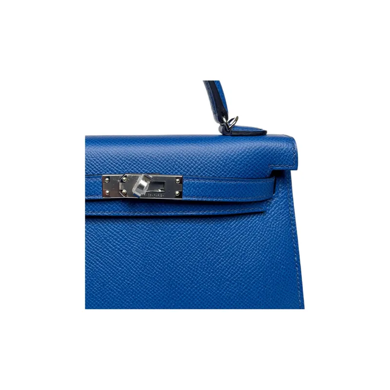 HERMES Mini Kelly Epsom Leather Kelly Bag Shoulder Bag Crossbody Bag Handbag Regular Women's 71 Bleu France French Blue-3
