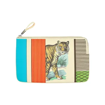 HERMES Carre Pocket Swift Calfskin Wallet Coin Purse Clutch Women's Gray White