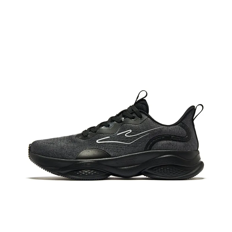 Erke Bullet 1.0 Cushioning Anti Slip Wear Resistant Breathability Low Top Running Shoes Men's Jet Black Bright Silver-0