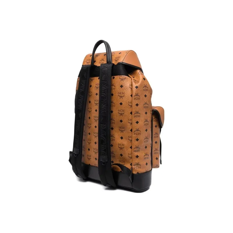 MCM Visetos Coated Canvas With Nappa Leather Trim Backpack Large Size Men's Cognac-1