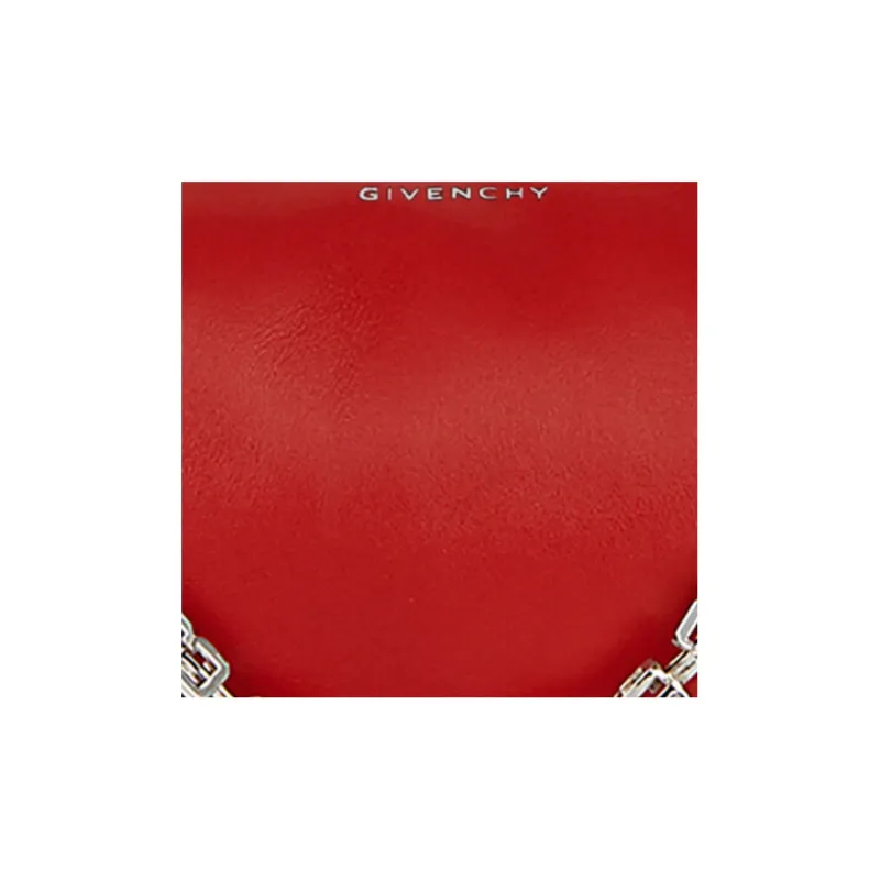 GIVENCHY Smooth Calf Leather Hobo Shoulder Bag Handbag Small Size Women's Red-4