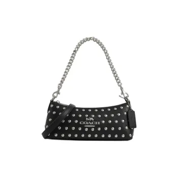 COACH Charlotte Cow Leather Baguette Bag Portable Crossbody Bag Shoulder Bag Women's Black