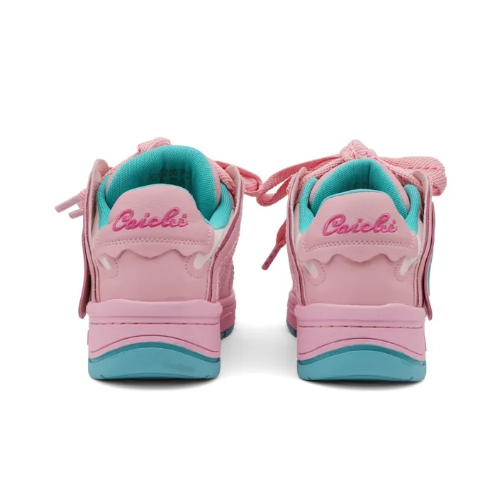 CAI CHI Anti Slip Wear Resistant Low Top Skateboard Shoes Women's Peach Pink-3