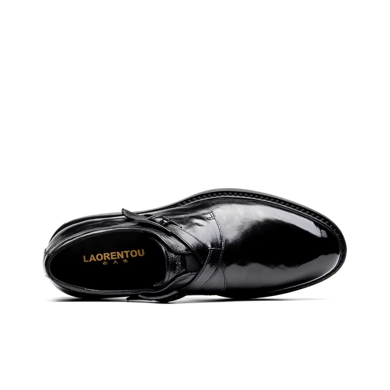 LAORENTOU Men's Casual Shoes Men Low Top Black/Brown-4