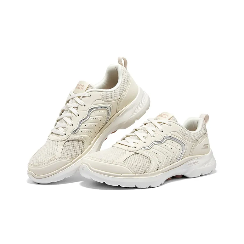 Skechers Go Walk 6 Anti Slip Wear Resistant Low Top Running Shoes Women's White-3