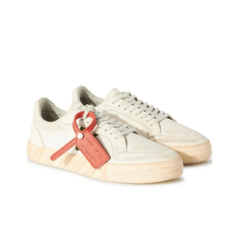 OFF WHITE Vulcanized Low Distressed Leather White Green-2