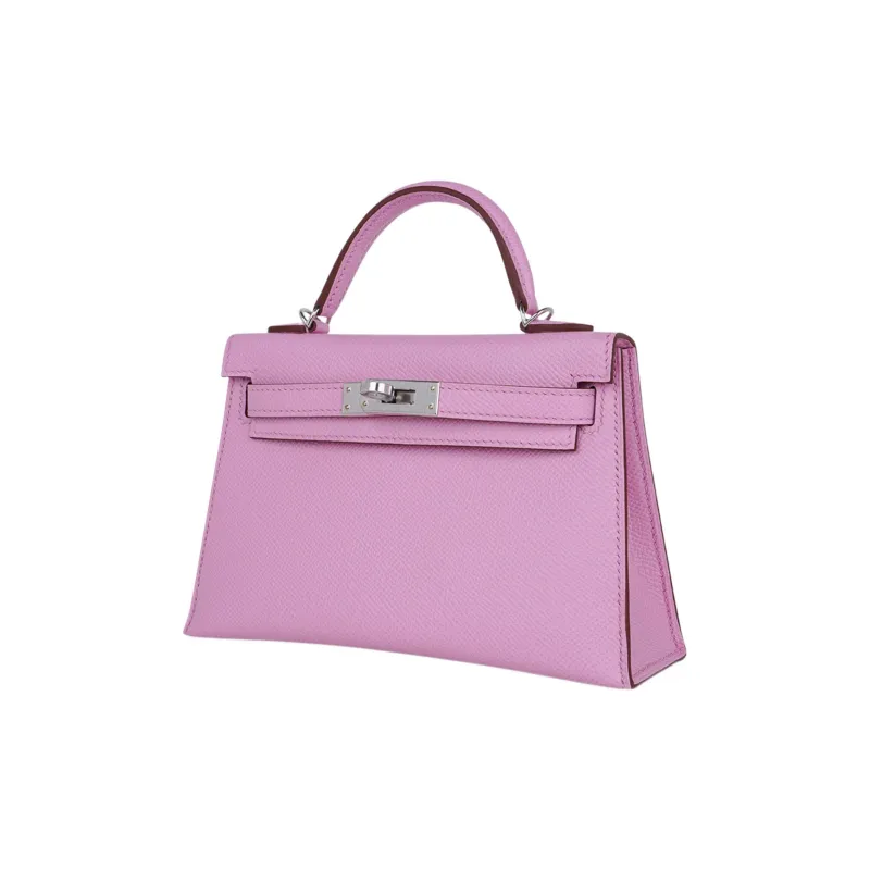 HERMES Mini Kelly 2nd Generation Cow Leather Kelly Bag Shoulder Bag Crossbody Bag Handbag Women's Brocade Gourd Purple-3