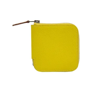 HERMES Silk'In Epsom Calfskin Silk Coin Purses Wallets Women's Lime