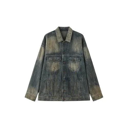 ZHOUMIAO Denim Jackets Women's Distressed Washed Blue