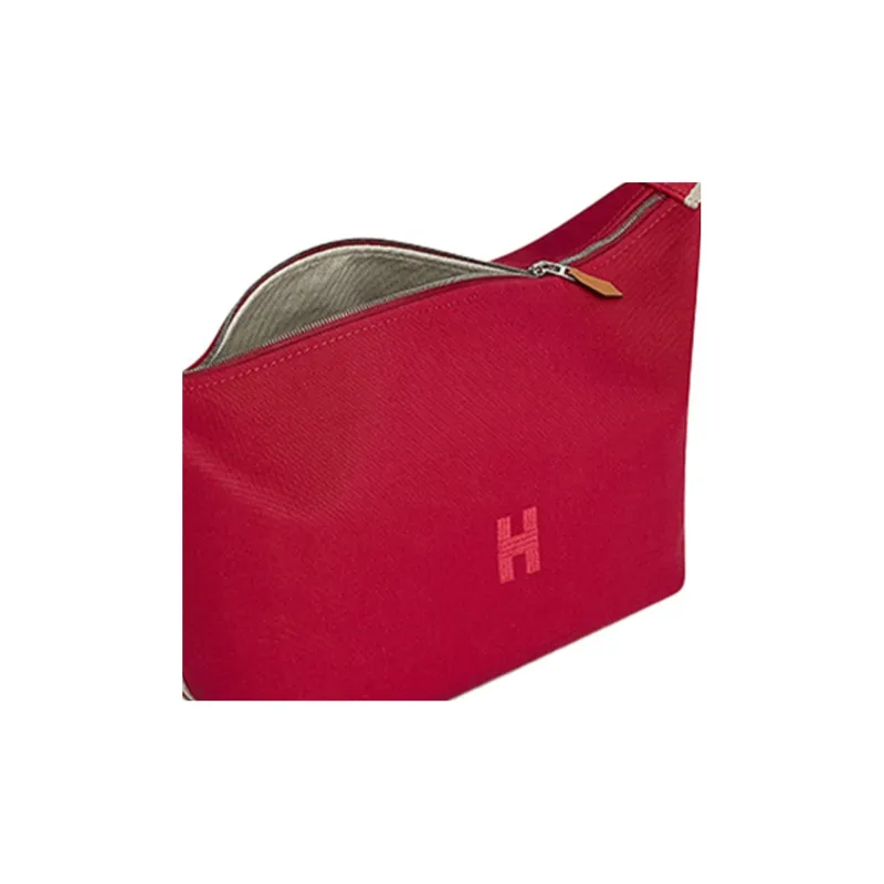 HERMES Bride-a-Brac Cotton Handbag Toiletry Bag Large Size Unisex Rogue Red-2