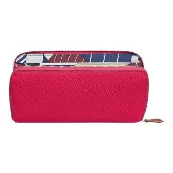 HERMES Silk'In Epsom And Barenia Calfskin Wallet Women's Bordeaux Red