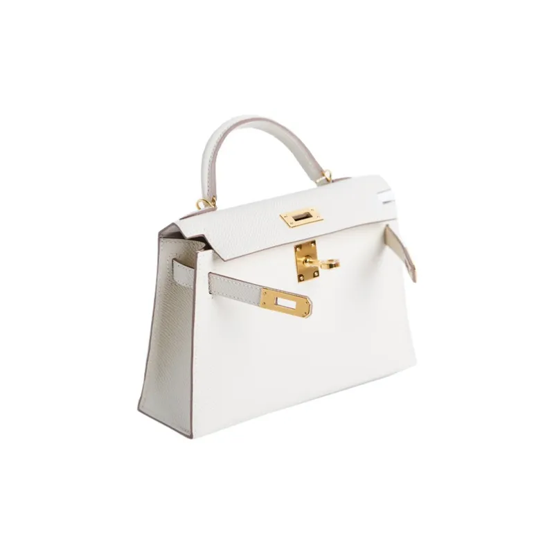 HERMES Mini Kelly 2nd Generation Epsom Leather Kelly Bag, One Shoulder Handbag Mini Women's 10 Craie Milkshake White-4