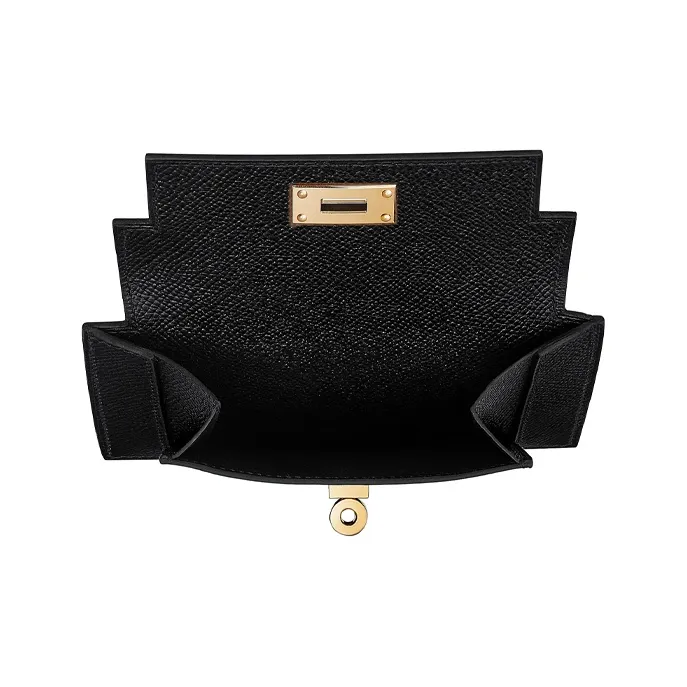 HERMES Kelly Pocket Epsom Calfskin Wallet Regular Women's Black-2