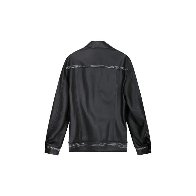 DAVID NAMAN Leather Jackets Men Black-1