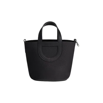 HERMES In The Loop Clemence Bullock Leather Swift Calfskin Pig Nose Basket Bag Bucket Bag Handbag Women's Black