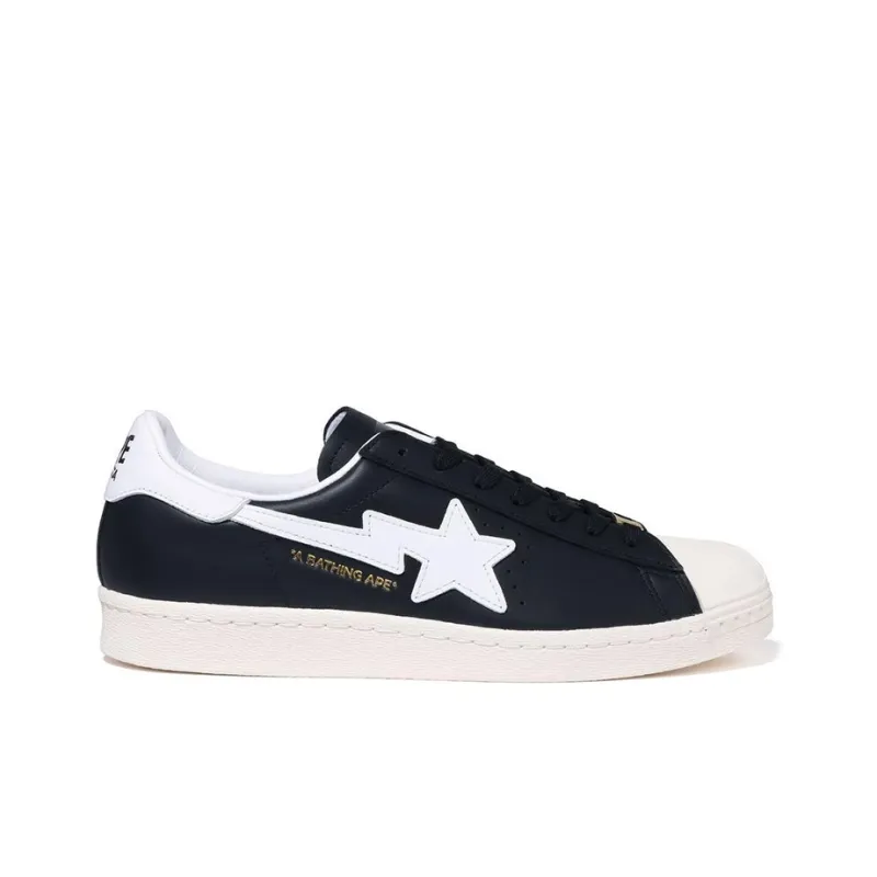 Adidas x A BATHING APE Superstar 80S Low-Top Skateboard Shoes Women's Black White-1