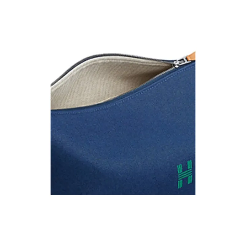 HERMES Bride a Brac Canvas Bag Handbag, Toiletry Bag Tubas Unisex Marine Blue-5