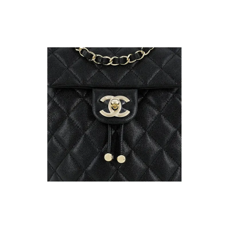CHANEL Cow Leather Salzburg Backpack Tubas Women's Black-4