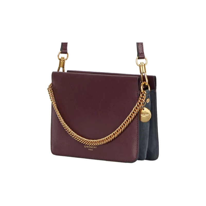 GIVENCHY Leather And Suede Crossbody Bag Women's Eggplant Purple-2