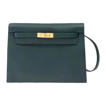 HERMES Kelly Danse Swift Leather One Shoulder Crossbody Clutch Backpack Regular Women's 60 Bronze Green