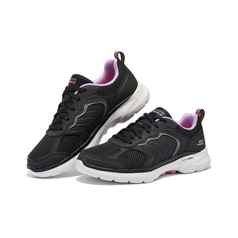 Skechers Go Walk 6 Anti Slip Wear Resistant Breathable Lightweight Low Top Casual Shoes Women's Black-3