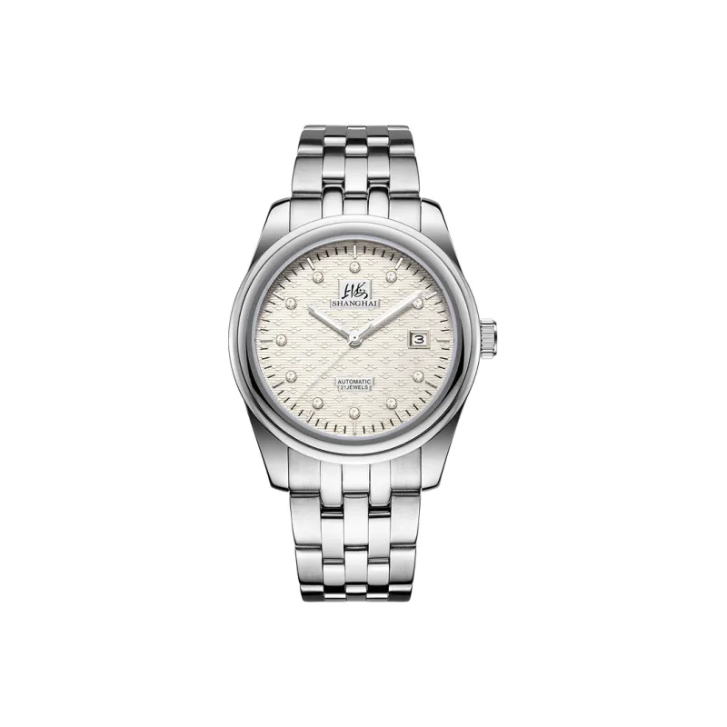 SHANGHAI National Collection Automatic Mechanical Movement Steel Strap Watch Men's Watches White Dial 943 5-0