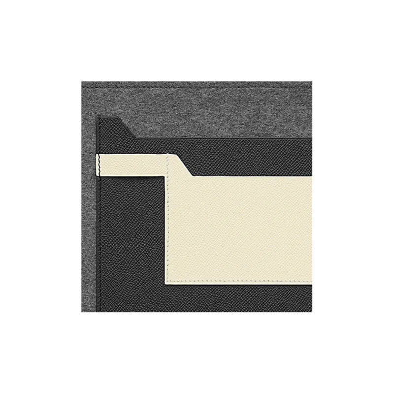 HERMES Toodoo Velvet And Epsom Calfskin Clutch Men's Light Gray/Black/White-3